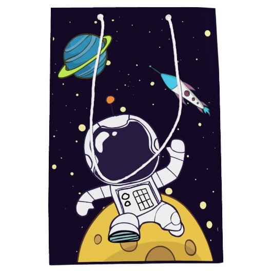 Astronaut Floating in Buitenruimte Medium Cadeauzakje (Voorkant)