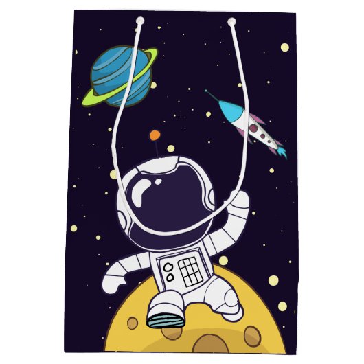 Astronaut Floating in Buitenruimte Medium Cadeauzakje (Achterkant)