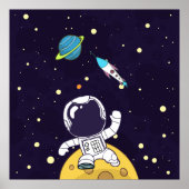 Astronaut Floating in Buitenruimte Poster (Voorkant)