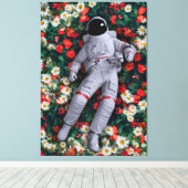 Astronaut Floating in Flowers Surreal Nature Art Canvas Afdruk (Insitu (Houten vloer))