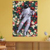 Astronaut Floating in Flowers Surreal Nature Art Canvas Afdruk (Insitu (Woonkamer))
