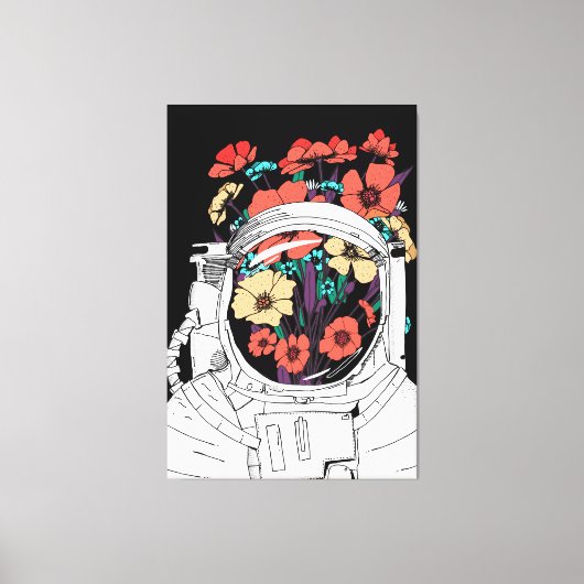 Astronaut Floral space art Canvas Afdruk (Voorkant)