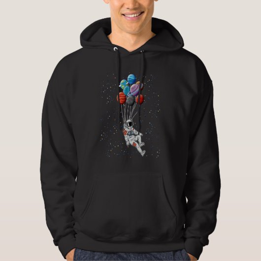 Astronaut Flying with Planet Balloons Floating in  Hoodie (Voorkant)