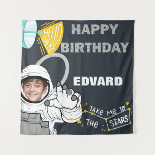Astronaut Foto Happy Birthday Wandtapijt Wandkleed