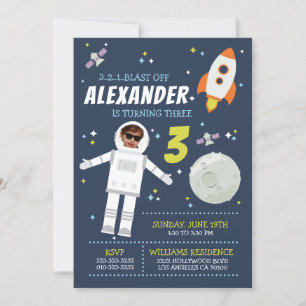 Astronaut Foto Raket Outer Space Kids Verjaardag Kaart