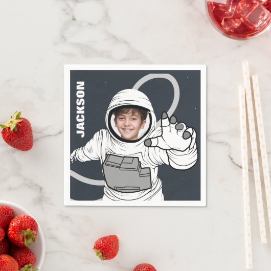 Astronaut Foto van Birthday, gepersonaliseerd Servet (Insitu)