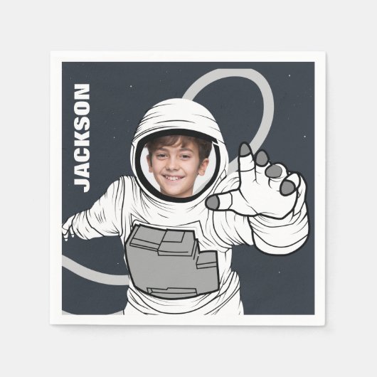 Astronaut Foto van Birthday, gepersonaliseerd Servet (Voorkant)