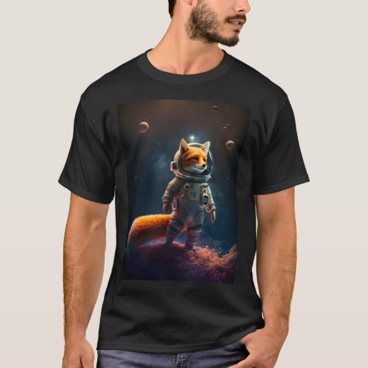 Astronaut Fox in de ruimte T-shirt (Voorkant)