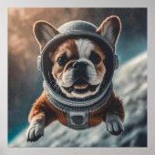 Astronaut Franse Bulldog Ruimtekinderkamer Poster  (Voorkant)