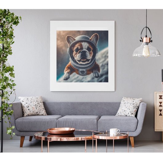 Astronaut Franse Bulldog Ruimtekinderkamer Poster 