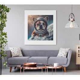 Astronaut Franse Bulldog Space Nursery Poster |