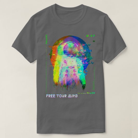 Astronaut FreeYourMind Glitchy Vaporwave G T-shirt (Design voorkant)