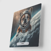 Astronaut French Bulldog Space Nursery  Vierkante Klok (Hoek)