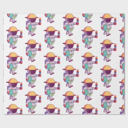 Astronaut , Funny Planets Cadeaupapier (Vlak)