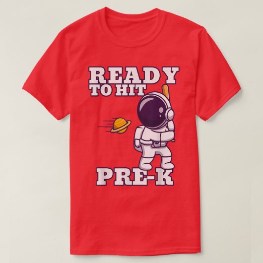 Astronaut Funny Prek Baseball Eerste Dag van Preki T-shirt (Design voorkant)