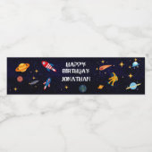 Astronaut Galaxi blauwe verjaardag Waterfles Etiket (Enkel label)