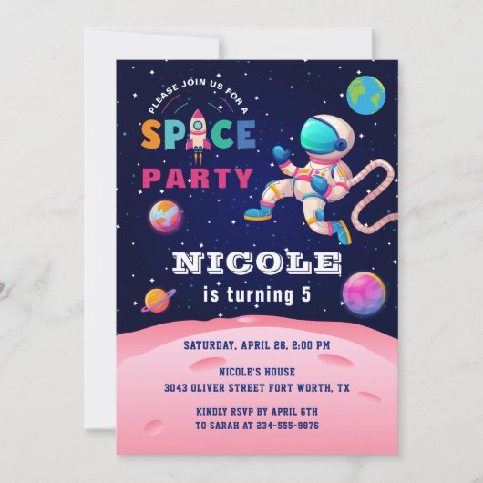 Astronaut Galaxy Birthday Kaart (Voorkant)