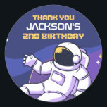 Astronaut Galaxy Outer Space Kids Birthday Party Ronde Sticker<br><div class="desc">Kute party gunsten voor kinderen,  jongens of meisjes die van de ruimte houden,  astronomie,  planeten,  raketten en de ruimte. Ideaal voor kinderen op verjaardagsfeestje,  feestvieren en dankjewel op het label. U kunt de tekst voor baby shower of andere gelegenheid en partij ook aanpassen.</div>
