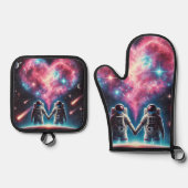 Astronaut Galaxy Oven Mitt Set (Voorkant)