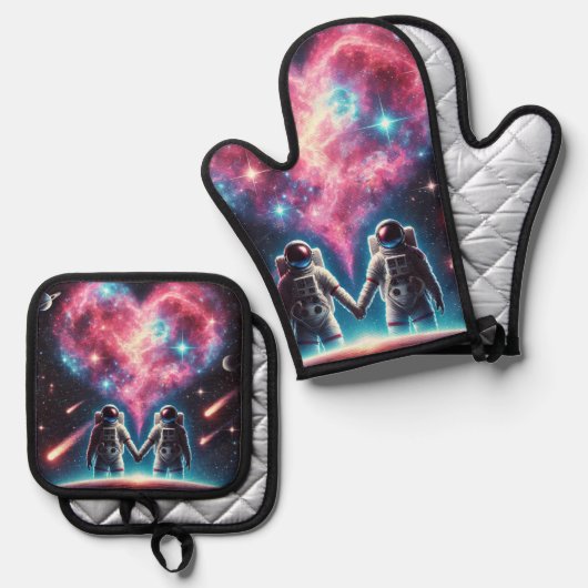 Astronaut Galaxy Oven Mitt Set (Voorkant / Achterkant)