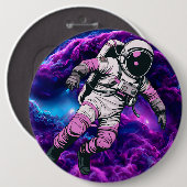 Astronaut Galaxy Paarse Roos Ronde Button 6,0 Cm (Voorkant /achterkant)