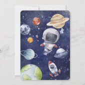 Astronaut Galaxy Personaliseer 1e Verjaardagsfeest Kaart (Achterkant)