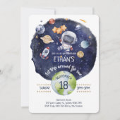 Astronaut Galaxy Personaliseer 1e Verjaardagsfeest Kaart (Voorkant)