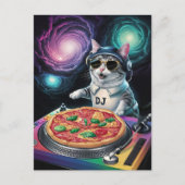 Astronaut Galaxy Planeet Ruimte Dj Kat Pizza Kitty Briefkaart (Voorkant)
