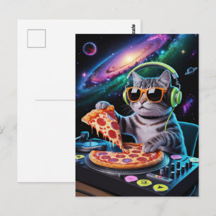 Astronaut Galaxy Planeet Ruimte Dj Kat Pizza Kitty Briefkaart