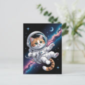 Astronaut Galaxy Planeet Ruimte Kat Kitten Kitty Briefkaart (Staand voorkant)