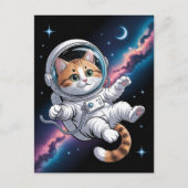 Astronaut Galaxy Planeet Ruimte Kat Kitten Kitty Briefkaart (Voorkant)