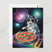 Astronaut Galaxy Planet Space Dj Cat Pizza Kitty   Briefkaart (Voorkant / Achterkant)