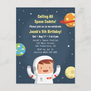 Astronaut Galaxy Space Boys Birthday Kaart