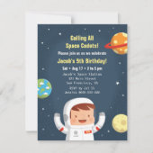 Astronaut Galaxy Space Boys Verjaardag Uitnodiging (Voorkant)