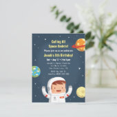 Astronaut Galaxy Space Boys Verjaardag Uitnodiging (Staand voorkant)