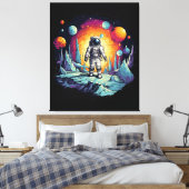 Astronaut Galaxy Space Explorer Wooden Wall Plaque Canvas Afdruk (Insitu (Slaapkamer))