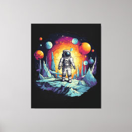 Astronaut Galaxy Space Explorer Wooden Wall Plaque Canvas Afdruk