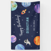 Astronaut Galaxy Verjaardag Blauw Welkom Spandoek (Verticaal)