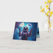 Astronaut Galaxy Verjaardag Gevouwen Wenskaart Kaart (Gele Bloem)