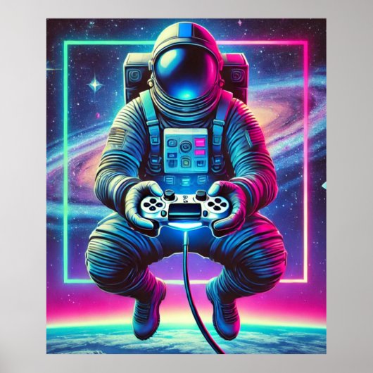 Astronaut Gamer Poster (Voorkant)