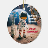 Astronaut gepersonaliseerd kerstornament keramisch ornament (Links)