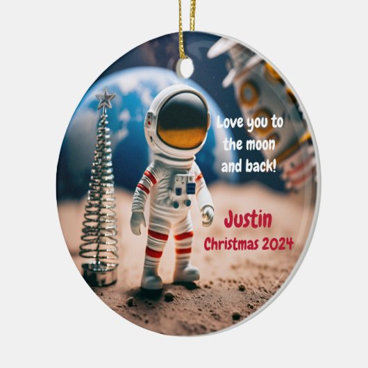 Astronaut gepersonaliseerd kerstornament keramisch ornament (Links)