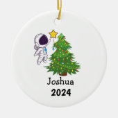 Astronaut gepersonaliseerde kerst keramisch ornament (Voorkant)