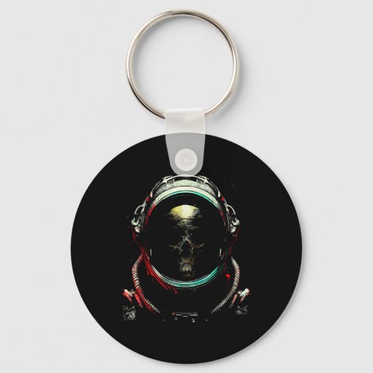 Astronaut Ghost Skeleton - Spooky Skull Halloween Sleutelhanger (Voorkant)