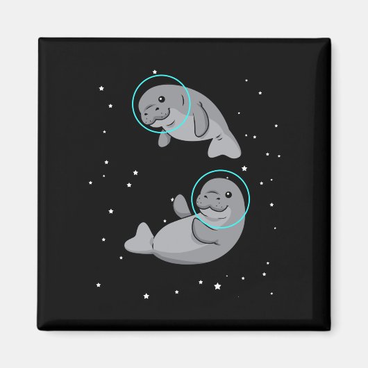 Astronaut Gift Women Space Manatee Magneet (Voorkant)