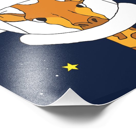 Astronaut Giraffe met Space Helmet Clipart Foto Afdruk (Hoek)
