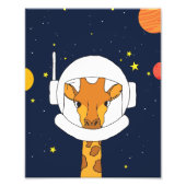 Astronaut Giraffe met Space Helmet Clipart Foto Afdruk (Voorkant)