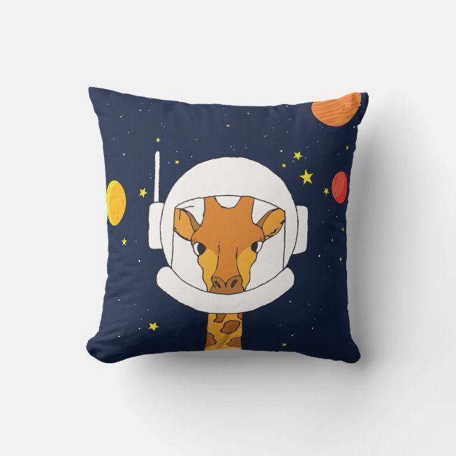 Astronaut Giraffe met Space Helmet Clipart Kussen (Voorkant)