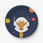 Astronaut Giraffe met Space Helmet Clipart Papieren Bordje (Voorkant)
