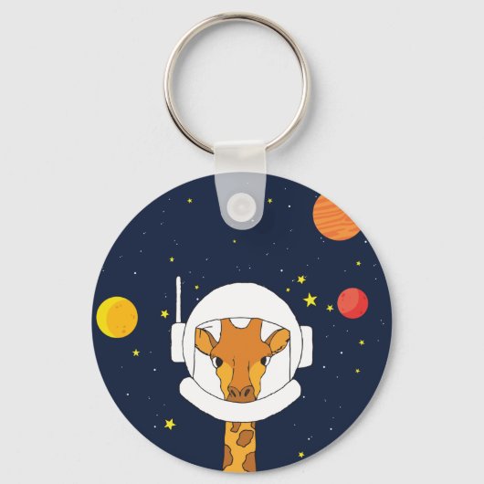 Astronaut Giraffe met Space Helmet Clipart Sleutelhanger (Voorkant)
